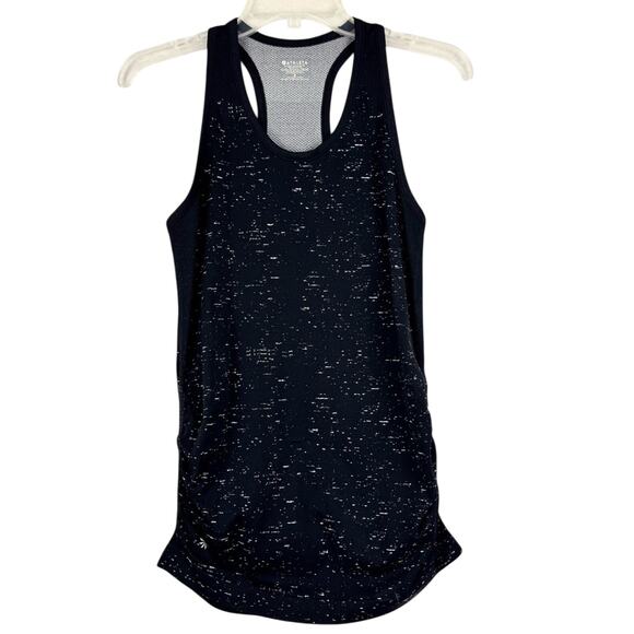 Athleta Speedlight Speckle Stretch Ruched Racerback Tank Black Speck Size S Yoga - Picture 5 of 14